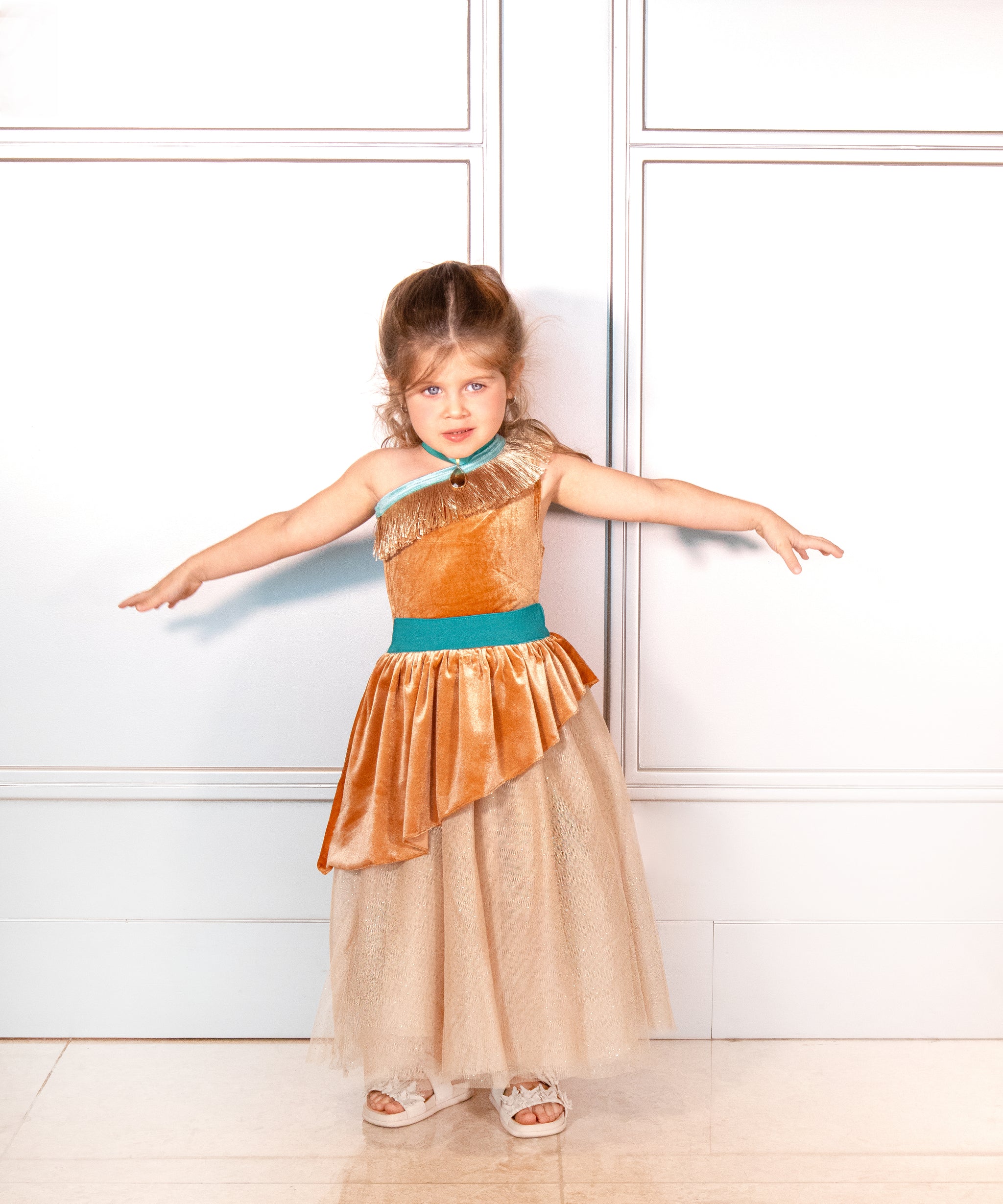 Princess Pocahontas Costume Dress – Luxury Kids Costume by Teresita Orillac  – Joy Costumes