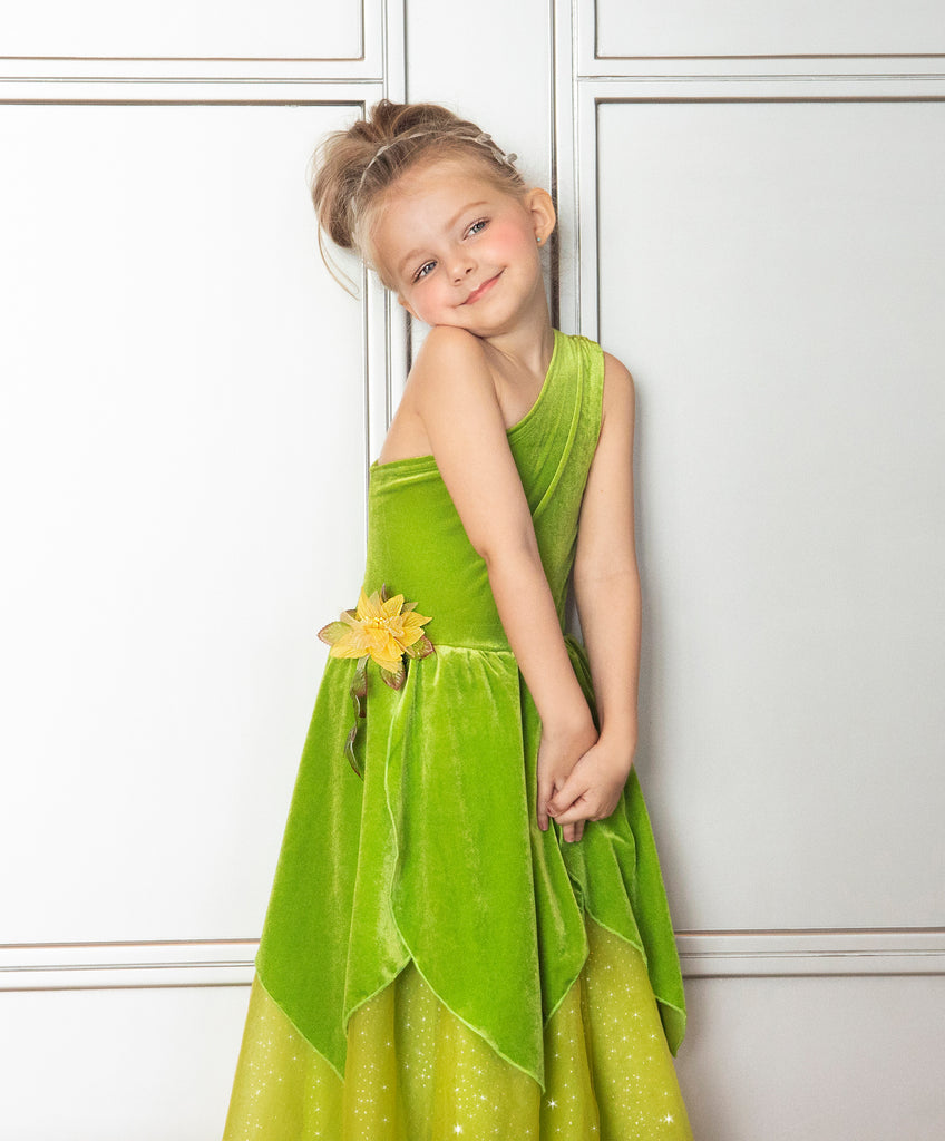 Disney Tiana The Princess and the Frog Tinker Bell Dress Costume For Kids 