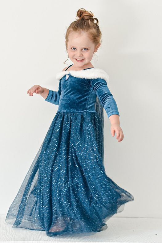 Disney Frozen Elsa Olaf Adventures Blue Dress Machine washable no glitter non itchy princess dress
